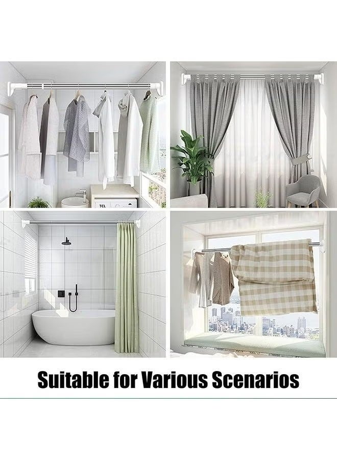 2 pieces Extendable Stainless Steel Tension Rod   No Drilling, Heavy Duty Telescopic Pressure Rod Multi-Purpose for Shower Curtain Rail, Closet Clothes Hanging, Laundry Drying, Window Curtain, Wardrobe & Doorwa - Image 4